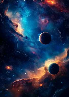 Nebula with Planets and Stars