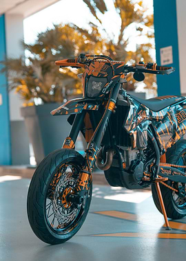 Customized Orange and Black Motorcycle