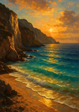 Coastal Sunset Painting