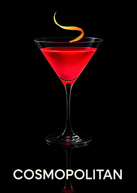 Cosmopolitan Cocktail on Black Background