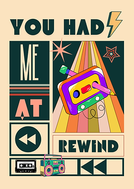 Retro Music Rewind Cassette Tape Art