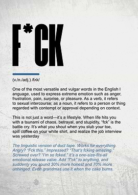 F*ck Definition Text Art