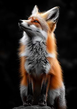 Fox Portrait Looking Upward