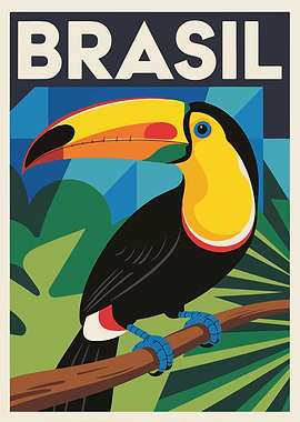 Brazil Toucan Travel Poster