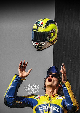 Valentino Rossi Helmet Toss Celebration