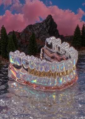 Crystal Teeth with Gold Fillings Landscape