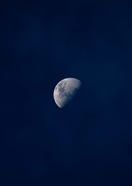 Waxing Gibbous Moon in Dark Sky