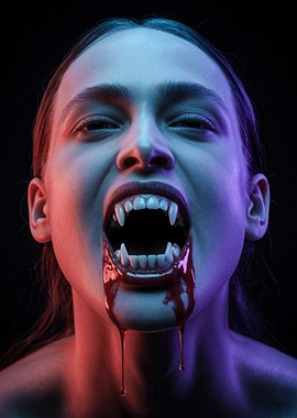 Crimson Veil – Vampire’s Bloodlit Visage in Shadow