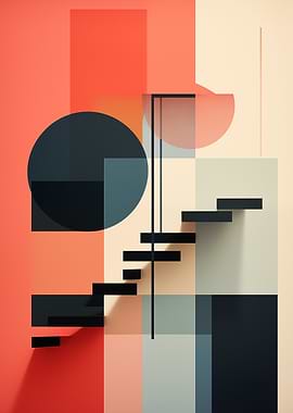 Abstract Geometric Staircase Art