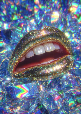 Glitter Lips on Diamond Background