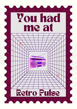 Retro Pulse Boombox Stamp Art