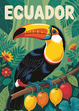 Ecuador Toucan Jungle Illustration