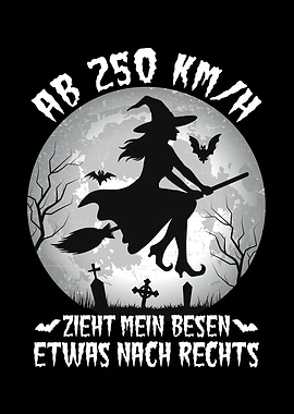 Witch on Broomstick with Moon