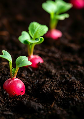 Radish Sprouts in Soil