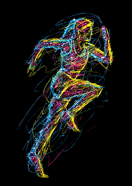 Abstract Runner on Black Background