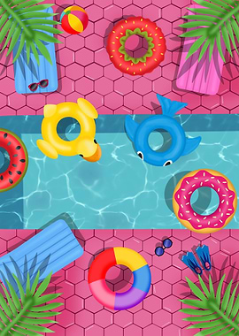 Summer Pool Party Illustration