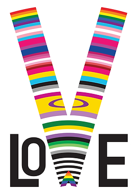 Love Typography with Pride Flag Stripes