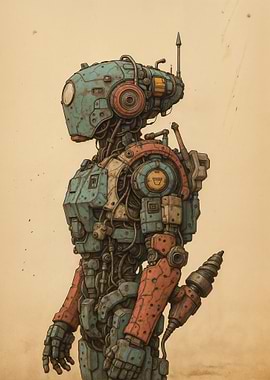 Steampunk Robot Illustration