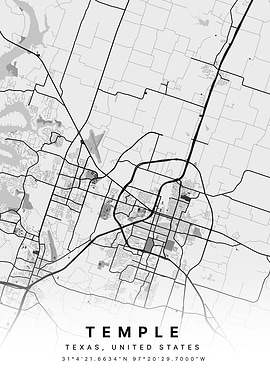 Temple, Texas USA City Map