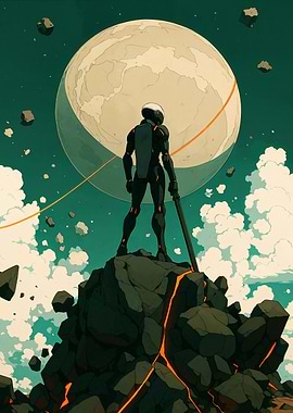 Astronaut on a rocky planet