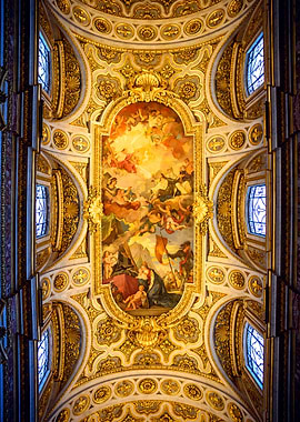 Ornate Church Ceiling with Paintings