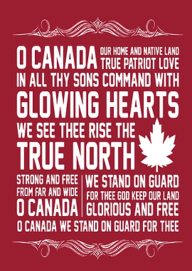 O Canada Patriotic Lyrics Poster