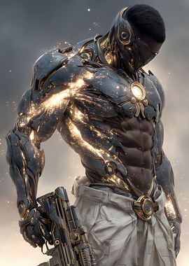 Futuristic Warrior with Glowing Armor