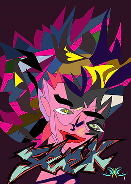 Abstract Portrait with Graffiti Text