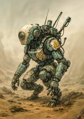Robot in Desert Landscape