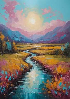 Impressionistic Landscape with River