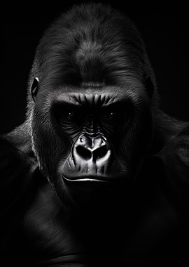 Monochrome Gorilla Portrait