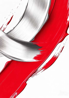 Abstract Red and Silver Paint Strokes