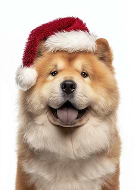 Chow Chow dog with Santa hat
