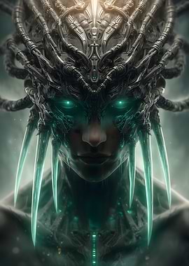 Cyberpunk Woman with Glowing Eyes