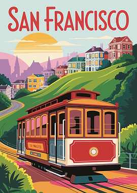 San Francisco Cable Car Travel Poster