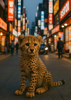 Cheetah Cub in City Street
