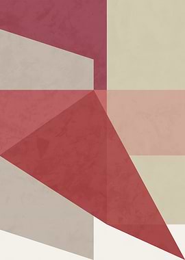 Abstract Geometric Composition in Red and Beige