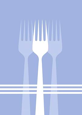 Minimalist Fork Trio on Blue