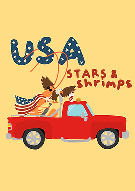 USA Stars and Shrimps Cartoon