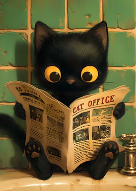 Black Cat Toilet Newspaper