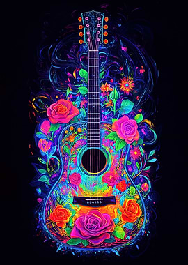 Floral Guitar Neon