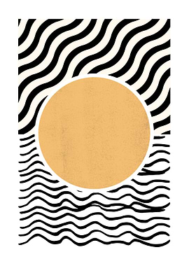Abstract Sun and Waves Art Print