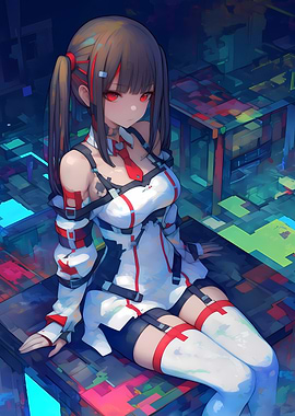 Anime Girl in Cyberpunk Setting