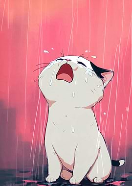 Crying Cat in the Rain