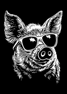 Cool Pig with Sunglasses