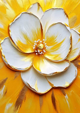 White and Yellow Floral Painting