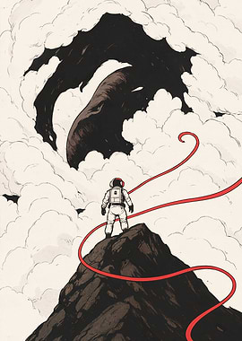 Astronaut on Peak with Cosmic Horror