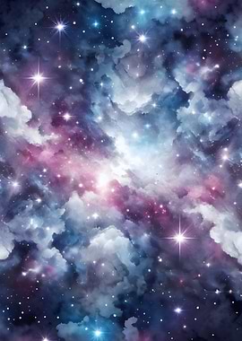 Colorful Nebula with Stars and Clouds