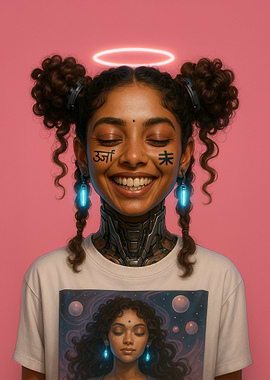 Cyberpunk Angel with T-Shirt