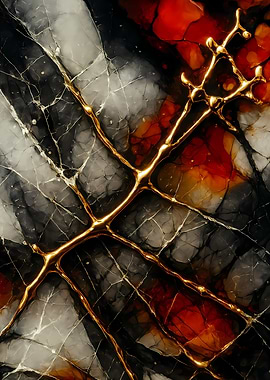 Abstract Porcelain #64 - Abstract Gold Veins on Marble Texture